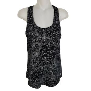 Fabletics Womens Aventura Tank Top Small Black White Constellation Pattern Razor